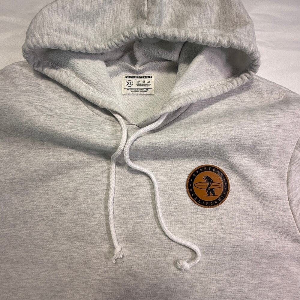 Everyday California Hoodie XL Gray Surf Bear Logo Fleece Pullover Sweatshirt - Picture 8 of 9